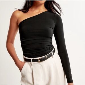 Abercrombie One-Shoulder Long Sleeve Black Top